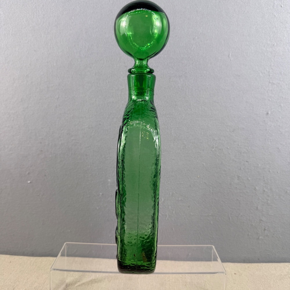 Wayne Husted for Stelvia Empoli Italian Glass Sunflower Decanter 14" Green MCM - Picture 4 of 12